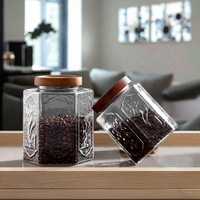 AT PACK toples teh kaca kapasitas besar Modern stok Plum bambu krisan tutup botol tersegel toples dapur transparan