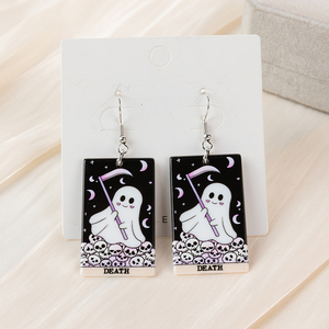 1 par de pendientes de gota de tarjeta de Tarot fantasma de Halloween, Luna acrílica y amante, artesanías de adivinación, regalo de joyería de moda - Product Image 5