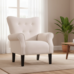 Poltrona Moderna <span class=keywords><strong>Classica</strong></span> in Velluto con Gambe in Legno Massello per <span class=keywords><strong>Camera</strong></span> <span class=keywords><strong>da</strong></span> Letto e Soggiorno - Product Image 1