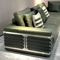 Meubles de salon canapé modulable en tissu en forme de L ensemble de canapés 7 places en cuir vert de luxe
