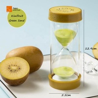 Vente chaude Kiwi Fruit Eau Verre Sablier Belle Forme Ronde Colorée avec Un Design Moderne pour la Cuisine ou Comme Cadeau OEM