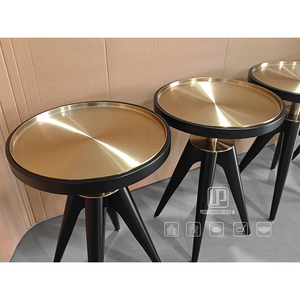 Foshan Hotel Home Living Room Furniture Stand <b>Black</b> and Gold Counter Round Wooden <b>Bar</b> <b>Stools</b> & Ottomans Foshan <b>Stools</b> & Ottomans - Product Image 6