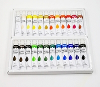 Ensemble de pigments pour peinture à l'huile acrylique, 18 couleurs, tubes de 12 ml, pinceaux, toile, bloc de papier, palette, toile pour enfants, cours d'art scolaire