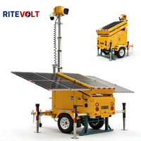 Remorque CCTV mobile 4G solaire portable à 360 degrés pour la surveillance des parkings, PTZ 2x4MP, résistante au vent 117 km/h, 10800 Wh