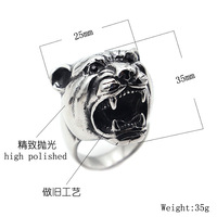 Cadeau Punk Haute Qualité Métal Titane Acier Inoxydable 316L Vintage Silver Leopard Head Jewelry Ring for Men