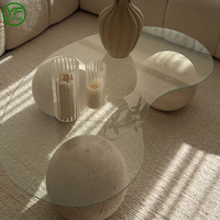 Table basse moderne, socle bas, salon, luxe, base en marbre naturel avec plateau en verre, table basse pour salon