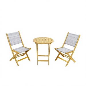 Fauteuil de jardin 2 places en bois d'acacia tressé, minimaliste, durable, écologique, léger et portable, idéal pour terrasse et café en extérieur – Meilleure vente - Product Image 1