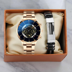 6033 Montre + Bracelet + Boîte pour Homme, Ensemble Montre Genève Bracelet en Acier Quartz, Bijou Cadeau - Product Image 5
