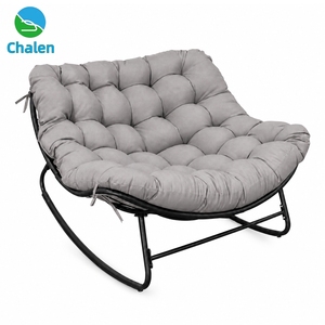 Chaise à <span class=keywords><strong>bascule</strong></span> en promotion avec coussin épais, structure métallique robuste, grande chaise à <span class=keywords><strong>bascule</strong></span> confortable pour patio, balcon - Product Image 1
