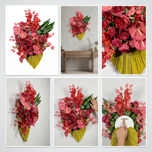 Bouquet de fleurs artificielles rouges, arrangement floral de luxe, centre de table décoratif pour la maison, couronnes et guirlandes décoratives - Product Image 6