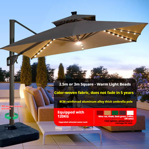 Sombrilla Romana <span class=keywords><strong>para</strong></span> Exteriores, Jardín y Patio con Base y Luces Solares, <span class=keywords><strong>para</strong></span> <span class=keywords><strong>Terraza</strong></span> de Villa, Protección Solar Grande - Product Image 5