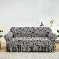 Housse de canapé tout compris toutes saisons à motif géométrique imprimé, élastique, entièrement couvrante, style jupe anti-poussière, antistatique, 100 % polyester