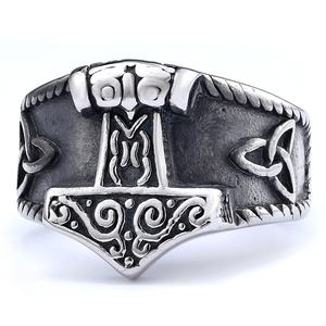 Anillo de hombre con brújula vikinga de la nueva mitología nórdica, de acero inoxidable 316L, para boda, compromiso o regalo. - Product Image 6