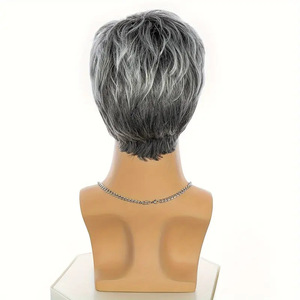<span class=keywords><strong>Parrucca</strong></span> Sintetica da Uomo Grigia Corta e Liscia in Fibra Resistente alle Alte Temperature, Stile Europeo-Americano, Bestseller Transfrontaliero - Product Image 5