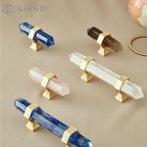 Qiansi HK0106 Luxury Natural Crystal Handle Custom Kitchen Knob Furniture Drawer Pull Most Color To Choose