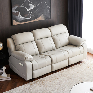 Sofá <span class=keywords><strong>Reclinable</strong></span> Eléctrico Moderno de Cuero Directo de Fábrica para Cine en Casa con Portavasos, Muebles de Sala de Estar, Sillón <span class=keywords><strong>Reclinable</strong></span> para Pedidos al por Mayor - Product Image 2