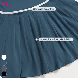 Janya donna blocco colore Racerback <span class=keywords><strong>Mini</strong></span> palestra Fitness sportivo abito da Golf Tennis plissettato senza maniche con Shorts con tasche - Product Image 5