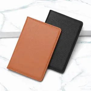 Bifold Leather Passport Holder PU Leather Travel Passport Holder And Luggage Tag Set Custom Leather Holder For Passport And Card