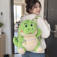 Sacs à dos en peluche personnalisés en usine, sacs bandoulière en peluche dinosaure, sacs en peluche doux de dessins animés, faible MOQ, fabrication OEM, créez votre propre design
