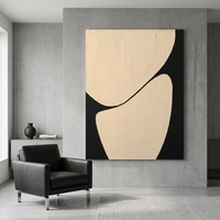 Peinture à l'huile 3D moderne Wabi Sabi à texture épaisse, peinte à la main, abstraite noire et beige, sur toile, taille personnalisable pour chambre à coucher