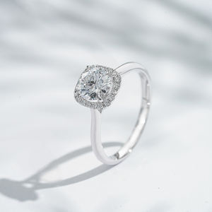 Starsgem 1.1ct 6.6mm rond taille brillant diamant de laboratoire 18K or blanc Halo classique D couleur bague de fiançailles - Product Image 2