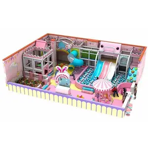 Équipement thème de couleur douce de structure de terrain de jeu de château vilain doux d'intérieur d'enfants pour l'amusement