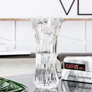 Vaso de vidro de cristal simples tamanho L grosso para decoração de mesa de sala de estar