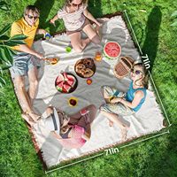 Couverture de pique-nique double couche pliable, tapis de plage extra large, couverture d'extérieur bohème, tapis de camping portable pour parc, plage, pelouse
