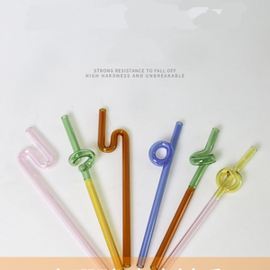 Pajitas de vidrio de borosilicato hechas a mano a precio de fábrica al por mayor pajitas de vidrio arrugado ondulado retorcido - Product Image 3