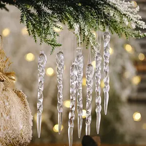 热圣诞Gngel装饰树塑料亚克力透明悬挂假冰柱掉落装饰圣诞树玩具装饰