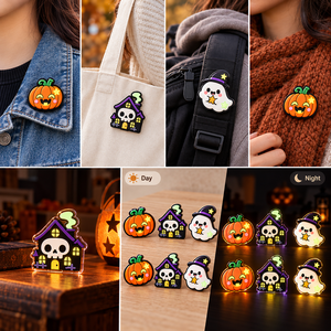 Custom Glow In The Dark PVC Halloween <b>Pin</b> <b>Badge</b> Pumpkin Ghost Bat Theme Soft Rubber Brooch OEM ODM - Product Image 3