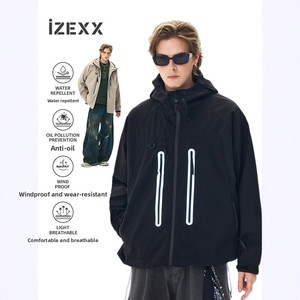 Izexx stile montano Trendy giacca da esterno con cappuccio riflettente da uomo <span class=keywords><strong>abbigliamento</strong></span> Casual in tela per escursioni in campeggio invernale - Product Image 2