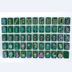Juego de Mahjong Americano de Acrílico Grabado con Flores del Desierto en Verde Esmeralda, 160 Piezas, Fichas de Lujo - Product Image 1