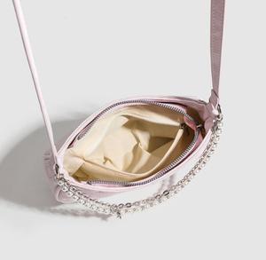 2025 Alibaba en línea moda Rosa señora bolso PU Honda cadena de metal, nuevo diseño mujer noche belleza hombro bolso OEM - Product Image 6