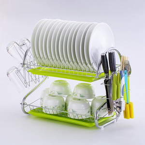 Égouttoir en métal pour vaisselle, étagère de rangement de bol à vaisselle, panier de cuisine multifonctionnel, Double couche - Product Image 4