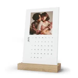 Desk Calendar Custom Photos Eco Gift Family Couple Oak Wood Personalized Eco Gift Home Decor Memories Conscious Gift