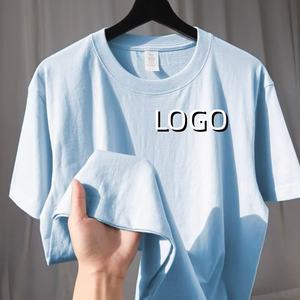 Conception de logo personnalisée pour hommes et femmes, <span class=keywords><strong>t</strong></span>-<span class=keywords><strong>shirt</strong></span> à manches courtes classique et polyvalent, couleur unie pour l'é<span class=keywords><strong>t</strong></span>é - Product Image 1