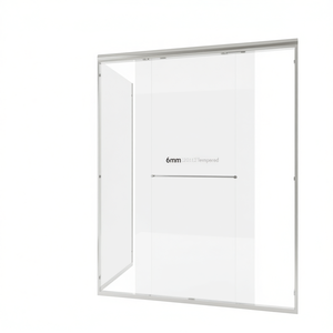 Puerta de Ducha Corredera Doble de 60-65 Pulgadas de Ancho x 72 Pulgadas de Alto, Vidrio Templado de 6 mm, Puerta de Baño Semiframeless - Product Image 1