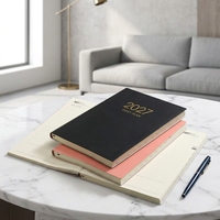 Agenda 2027 en cuir vegan, planificateur quotidien et horaire, agenda anglais, carnet A4, agenda personnalisable pour 2027