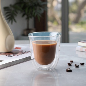 Tazze da Caffè e Tè in <span class=keywords><strong>Vetro</strong></span> Borosilicato a Doppia Parete <span class=keywords><strong>Trasparente</strong></span>, Ecologiche e Moderne, 80ml/250ml/300ml con <span class=keywords><strong>Piattini</strong></span>, per il Ritorno a Scuola - Product Image 4
