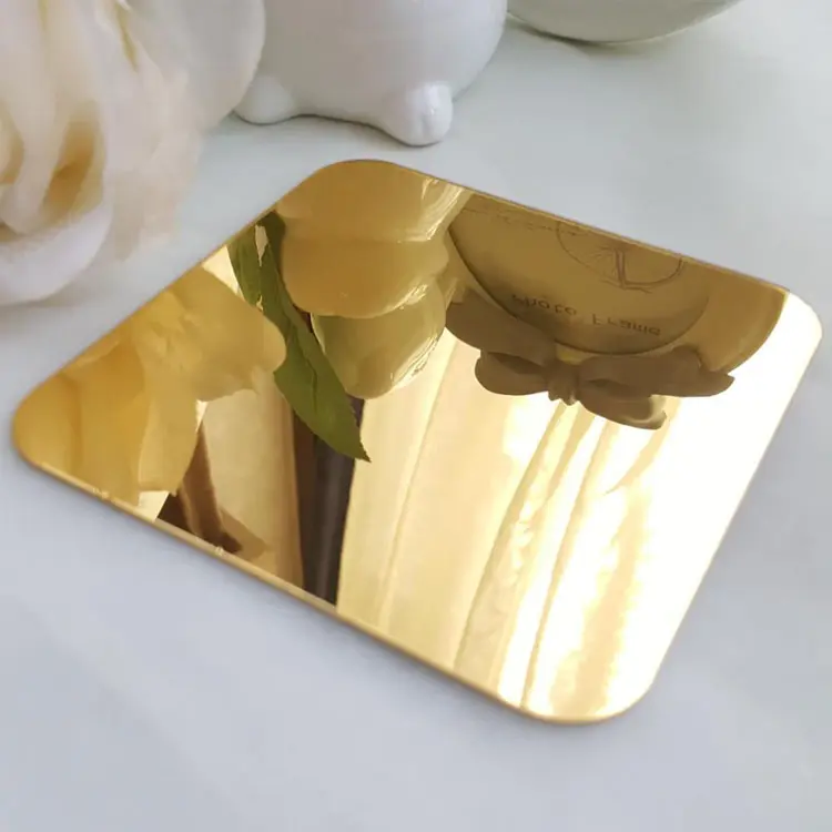 Placa acrílica autoadhesiva dorada para espejo PMMA, tamaño 1mm, 2mm, 3mm