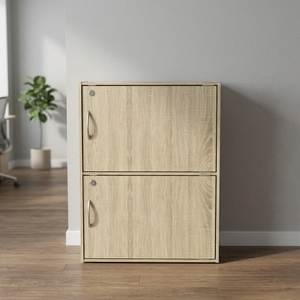 High Quality 16_0018 Modern Wood 2 Door <b>Lockable</b> Office Filing <b>Cabinet</b> Particle Board <b>Storage</b> Cupboard Sonoma Oak Low - Product Image 1