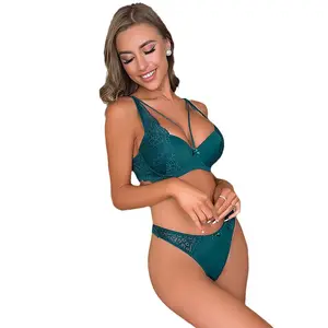 Ensemble de sous-vêtements et soutien-gorge pour femmes, ensemble de soutien-gorge à bretelles spaghetti en dentelle squelette pour femmes sexy