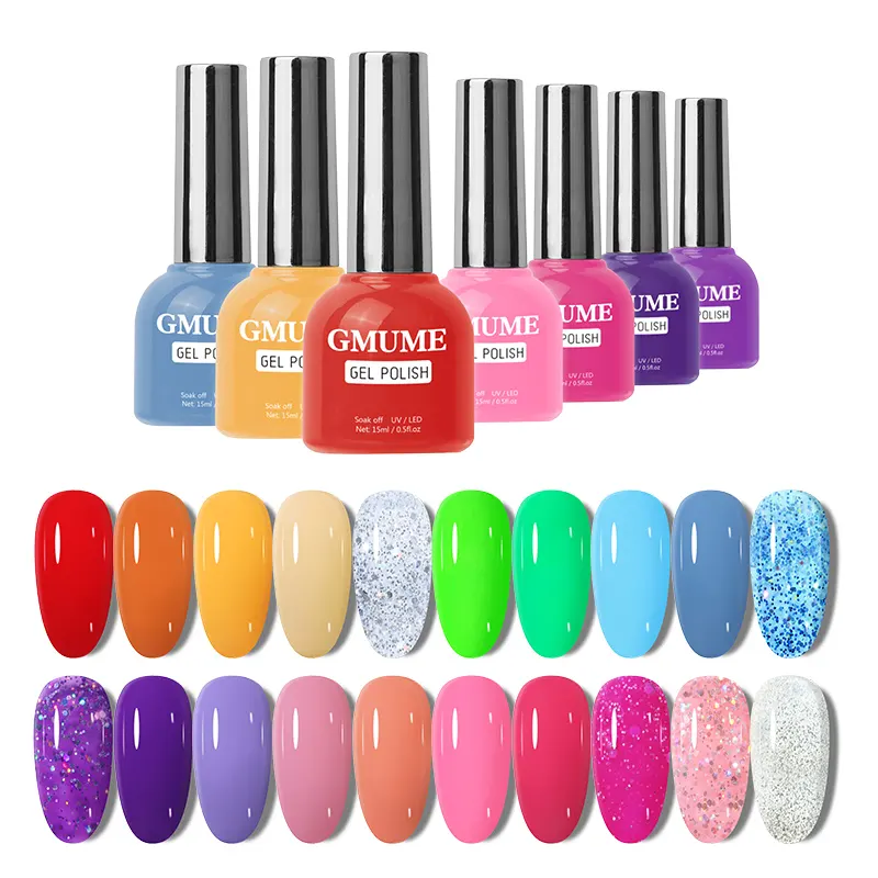 15ml custom factory nail supplies oem color shiny 20 colors uv led soak off kit de unha de gel nail art polish kit for wholesale
