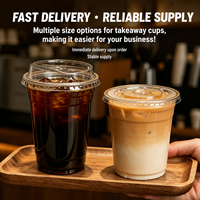 Gobelets en plastique transparent PET de 98 mm, 360-700 ml, jetables, avec options de couvercles, pour jus, lait, thé, café, emballage
