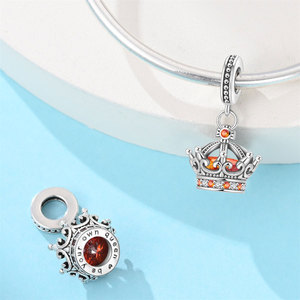 Abalorios de cobre plateado con circonitas cúbicas para pulseras DIY, diseño de corona de princesa y pastel de cumpleaños - Product Image 6