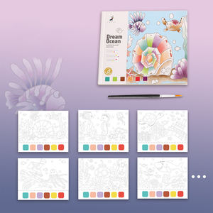 Портативная 20 страниц карманная Акварельная живопись книга с палитрой краски книга раскраски воды Рисование Книги Игрушки - Product Image 2