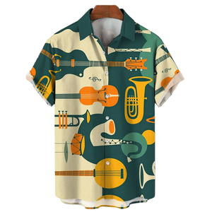 Özel erkek yaz plaj elbise gömlek 3D Hawaiian tarzı tam Allover baskı düğmesi ile tatil kollu resmi rahat moda - Product Image 1