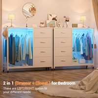 Commode autoportante moderne à 4 tiroirs avec éclairage LED et station de charge pour chambre à coucher et organisation des vêtements à domicile