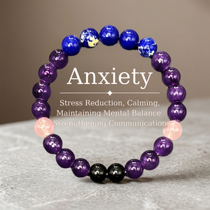 Bracelet en pierres naturelles perlées, améthyste, violet, bleu, noir, rose, style bohème, bijoux unisexes pour soulager l'anxiété et apaiser - Product Image 1